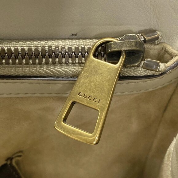 Auth GUCCI Horsebit 319795 White Dark Gray Leather - Tote Bag - Picture 11 of 16